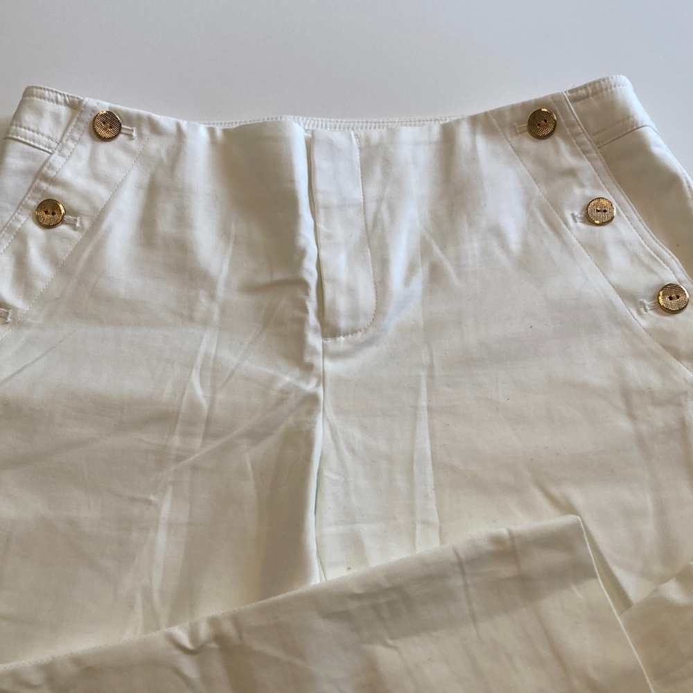 Charter Club White Capris with Gold Buttons